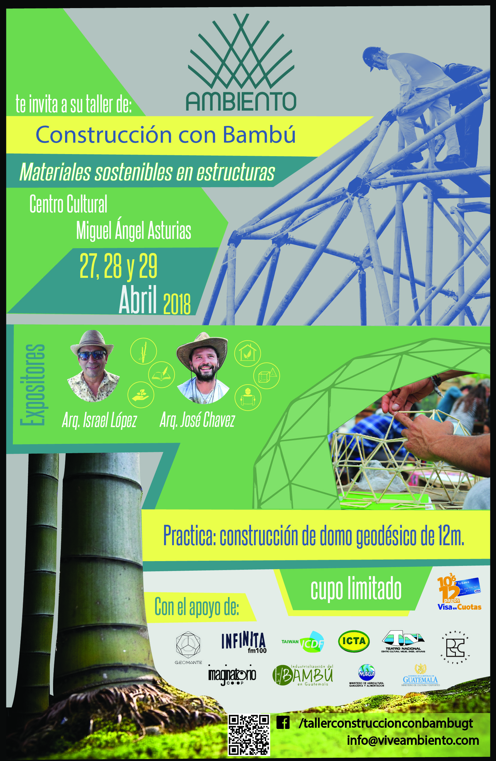 TALLER CONSTRUCCION ESTRUCTURA BAMBU DOMO GEODESICO GUATEMALA